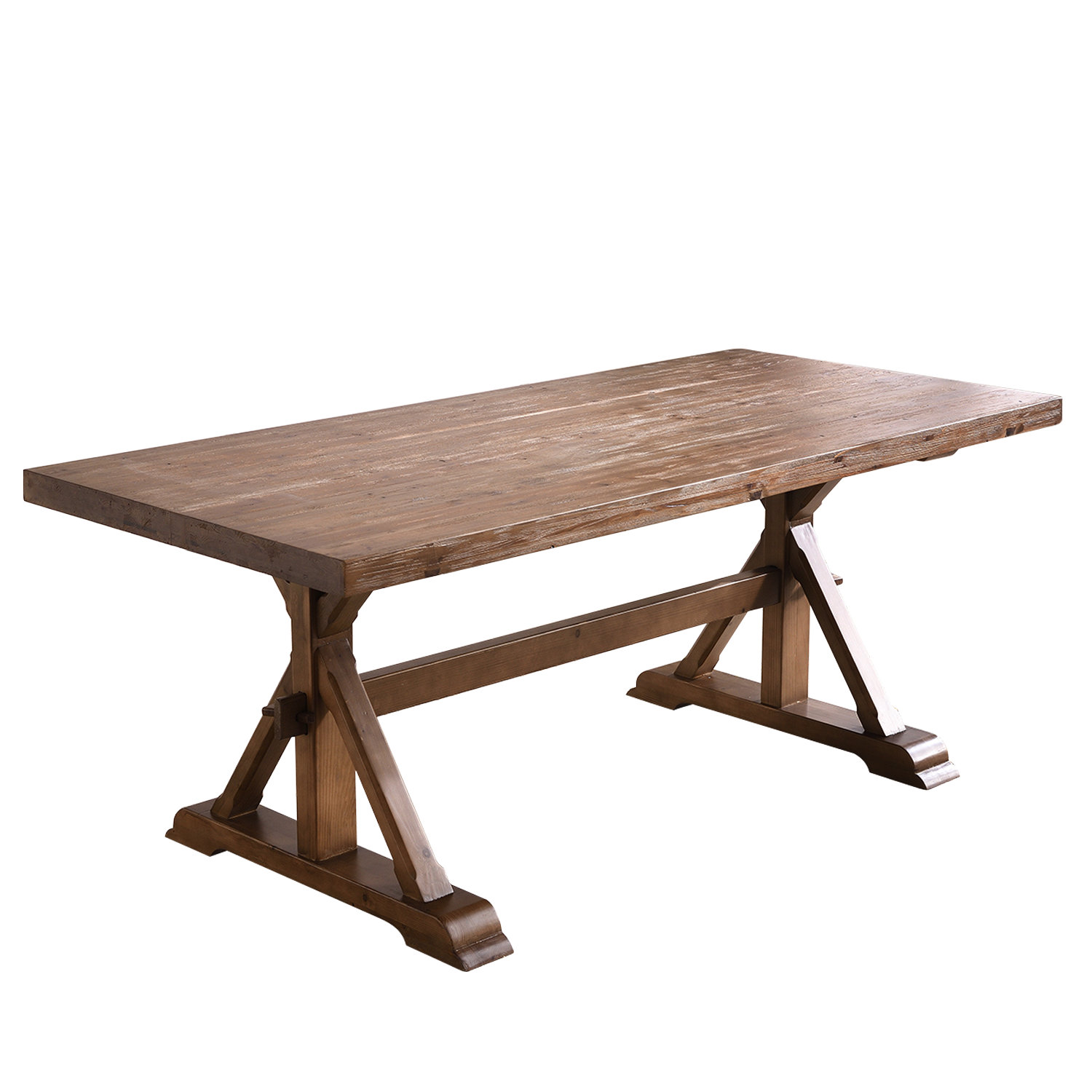 August Grove® Breea 77" Solid Wood Trestle Farmhouse Dining Table ...